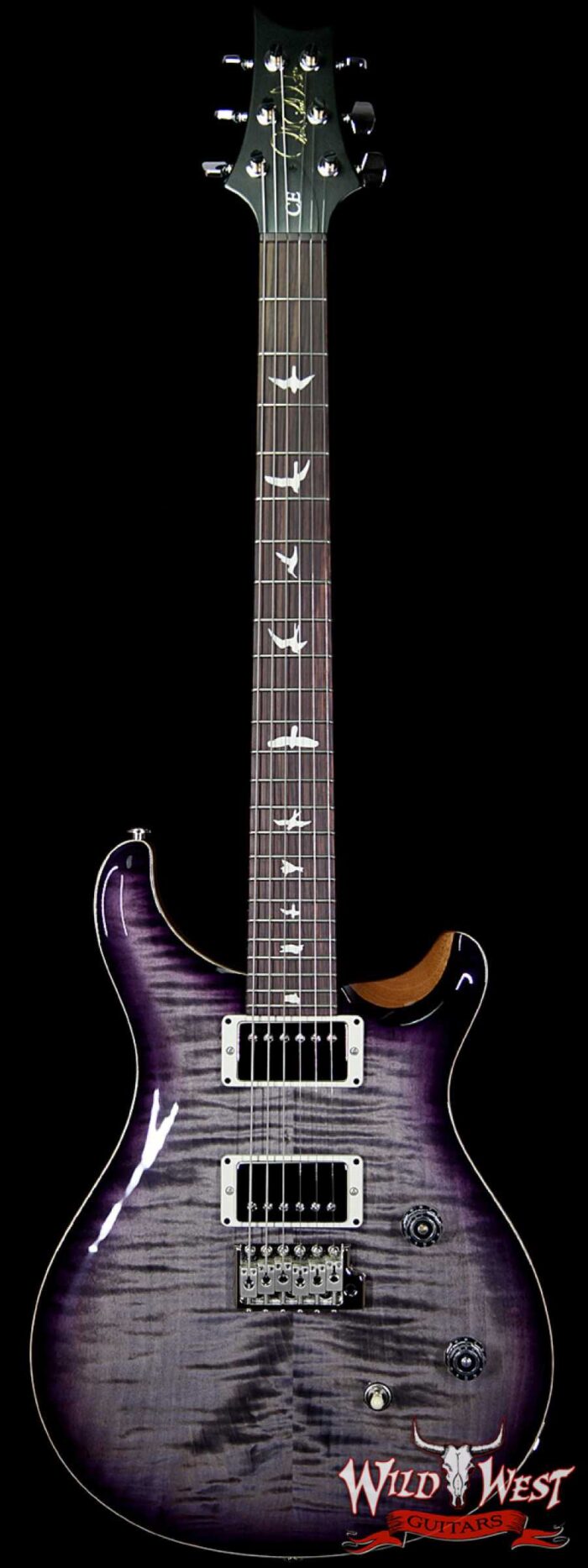 PRS Wild West Guitars Special Run CE 24 Flame Top 57/08 Pickups Faded Grey Black Purple Burst 244030 - Image 1