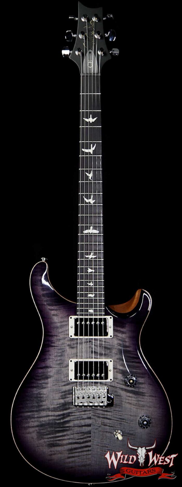 PRS Wild West Guitars Special Run CE 24 Flame Top Painted Neck 57/08 Pickups Faded Gray Black Purple Burst 292245 - Image 1
