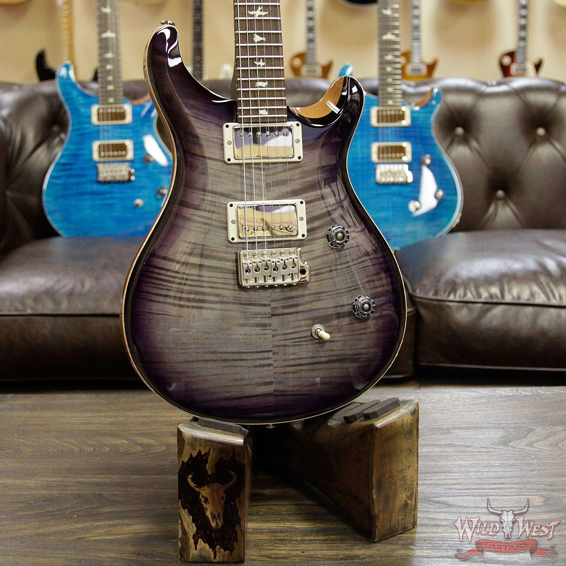 prs-ce24-purple-292564-d2__wwg.jpg PRS Wild West Guitars Special Run CE 24 Flame Top Painted Neck 57/08 Pickups Faded Gray Black Purple Burst 292564 - Image 8