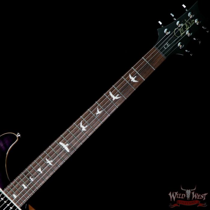 PRS Wild West Guitars Special Run CE 24 Flame Top Painted Neck 57/08 Pickups Faded Gray Black Purple Burst 292564 - Image 5