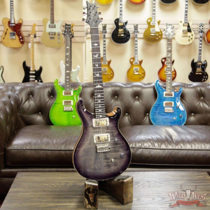 PRS Wild West Guitars Special Run CE 24 Flame Top Painted Neck 57/08 Pickups Faded Gray Black Purple Burst 292575 - Image 5