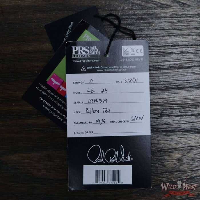 PRS Wild West Guitars Special Run Flame Top Black Neck CE 24 Faded Gray Black Purple Burst 318524 - Image 11