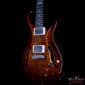 PRS Core Flame 10 Top Hollowbody II Piezo HB2 Rosewood Fingerboard Black Gold Burst - Image 2