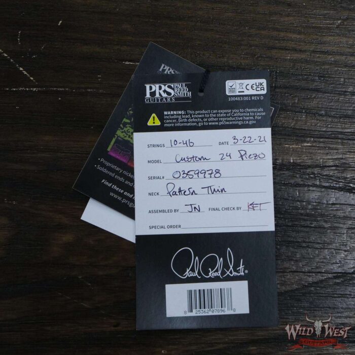 Paul Reed Smith PRS Core Series Custom 24 Piezo Rosewood Fingerboard Purple Iris Natural Back - Image 12