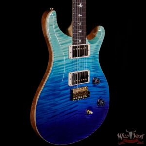 2018 PRS Wood Library 10 Top Custom 24 Flame Top Korina Neck Cocobolo Board Blue Fade - Image 4