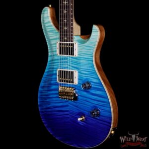 2018 PRS Wood Library 10 Top Custom 24 Flame Top Korina Neck Cocobolo Board Blue Fade - Image 2