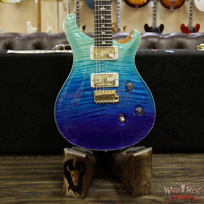 2018 PRS Wood Library 10 Top Custom 24 Flame Top Korina Neck Cocobolo Board Blue Fade - Image 10