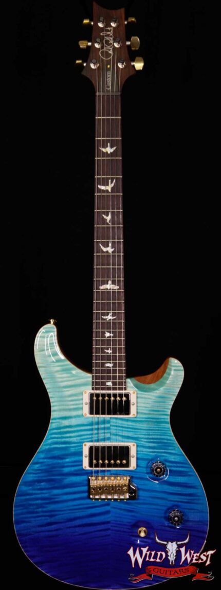 2018 PRS Wood Library 10 Top Custom 24 Flame Top Korina Neck Cocobolo Board Blue Fade