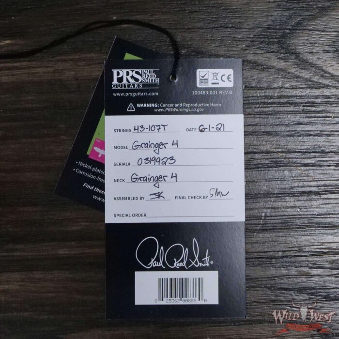 Paul Reed Smith PRS Grainger 4 String Bass Guitar Quartersawn Maple Neck Rosewood Fingerboard Charcoal - Image 12