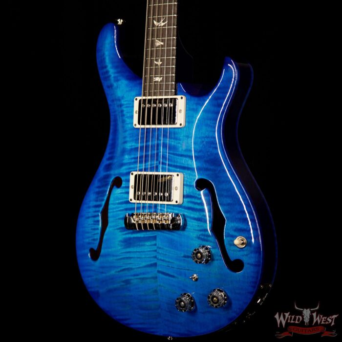 PRS HB2 Hollowbody II Piezo Flame Maple Top & Back Rosewood Fingerboard Faded Blue Wrap Burst - Image 2