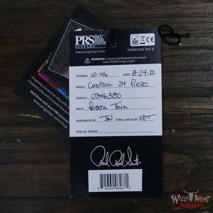 Paul Reed Smith PRS Core Custom 24 Piezo Rosewood Fingerboard Charcoal Burst - Image 11