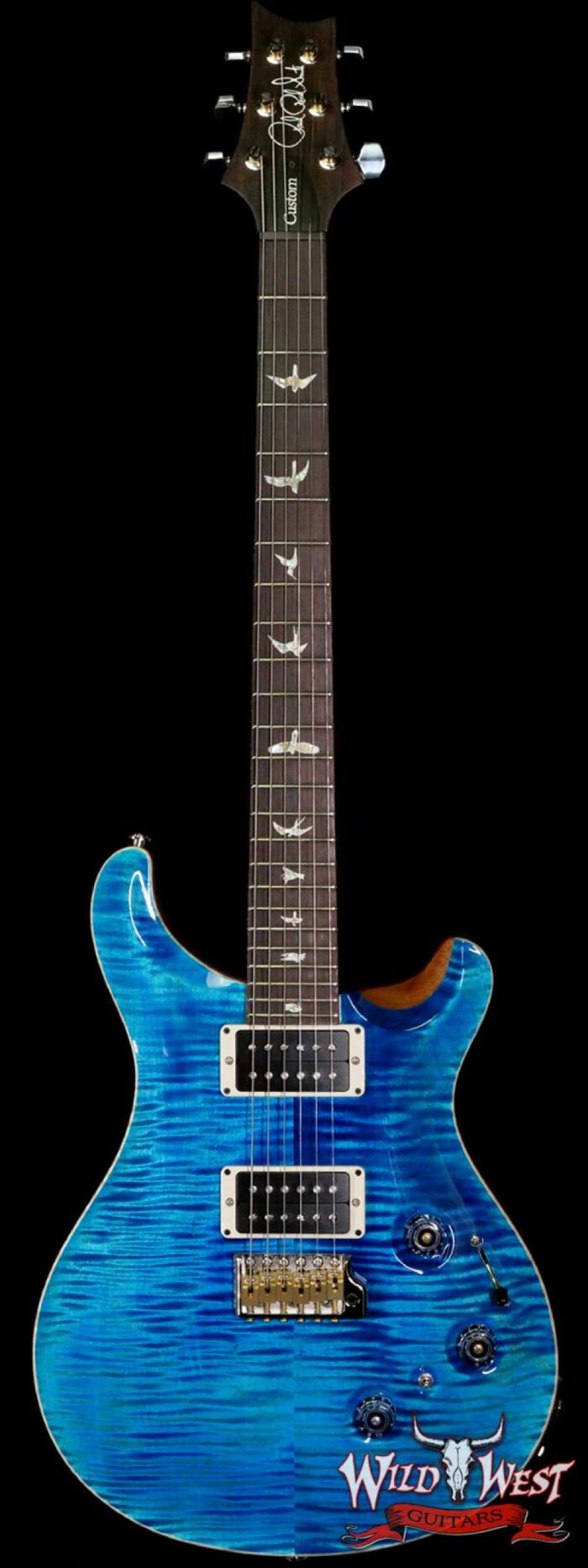Paul Reed Smith PRS Core Model Custom 24 Piezo P24 Flame Maple Top Indian Rosewood Fingerboard Blue Matteo - Image 1