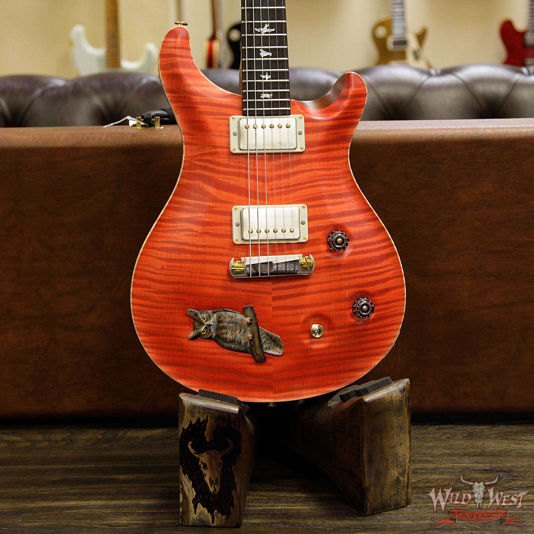 prs-privatestock-owl-d1__wwg.jpg PRS Private Stock #7481 Floyd Scholz Owl McCarty Flame Maple Top Brazilian Rosewood Board Salmon - Image 7