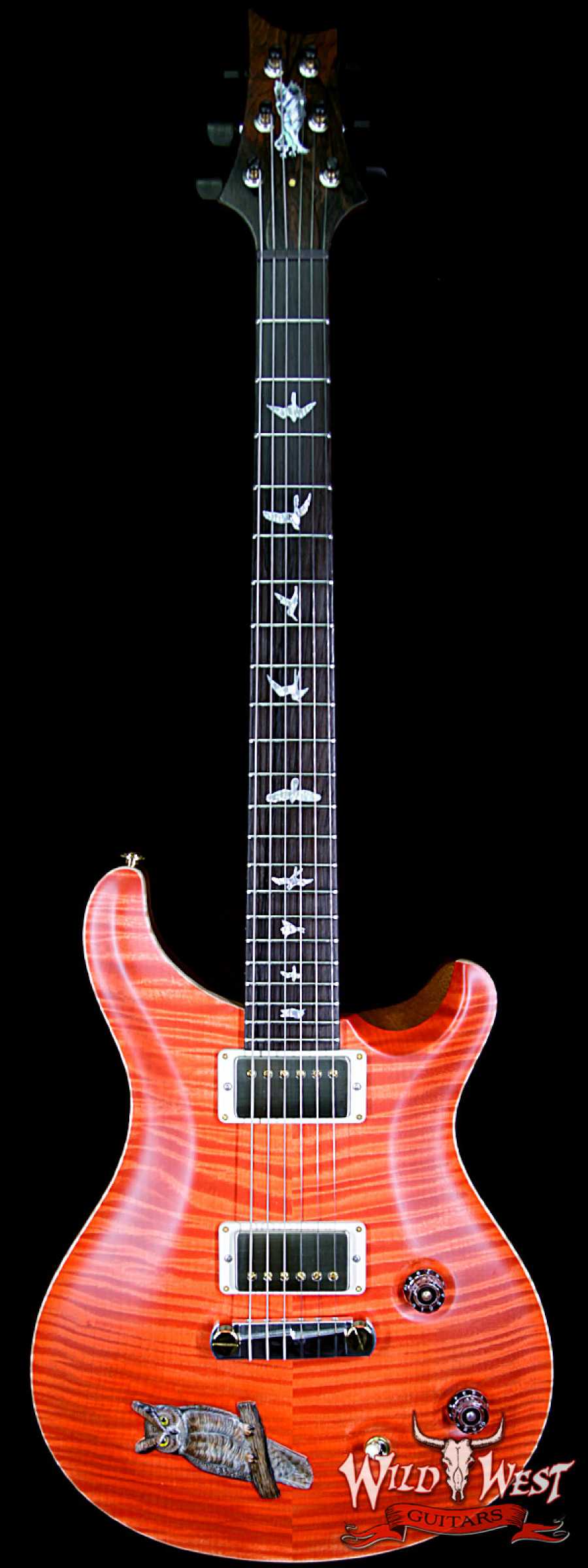 prs-privatestock-owl-main__wwg_large.jpg PRS Private Stock #7481 Floyd Scholz Owl McCarty Flame Maple Top Brazilian Rosewood Board Salmon - Image 1