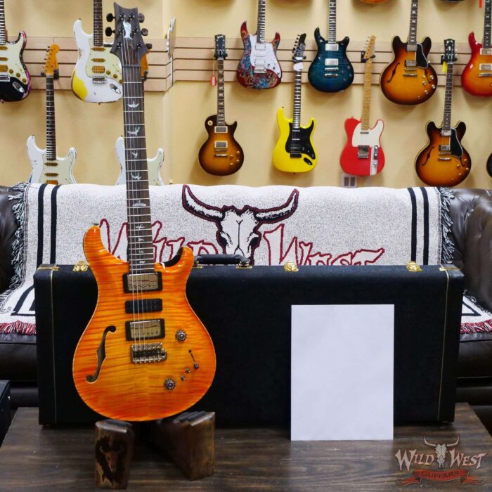 Paul Reed Smith PRS Private Stock Limited Edition Special Semi-Hollow Black Limba Back & Neck Ziricote Board Citrus Glow - Image 6