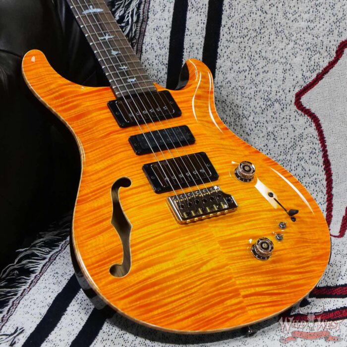 Paul Reed Smith PRS Private Stock Limited Edition Special Semi-Hollow Black Limba Back & Neck Ziricote Board Citrus Glow - Image 8
