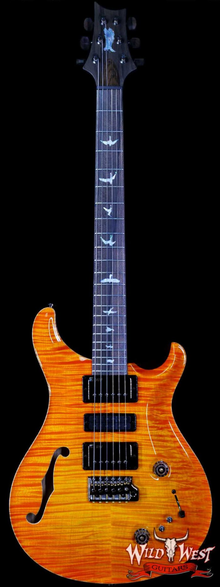 Paul Reed Smith PRS Private Stock Limited Edition Special Semi-Hollow Black Limba Back & Neck Ziricote Board Citrus Glow - Image 1