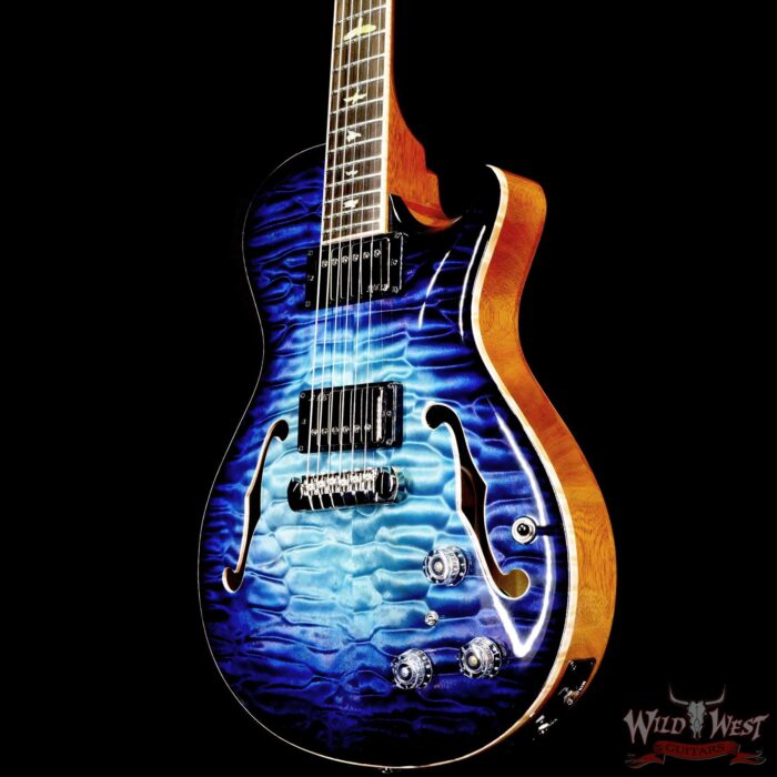 Paul Reed Smith PRS Private Stock # 10307 McCarty 594 Singlecut Hollowbody I Piezo Brazilian Rosewood Fingerboard Aqua Violet Glow Smoked Burst - Image 2