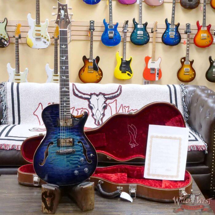 Paul Reed Smith PRS Private Stock # 10307 McCarty 594 Singlecut Hollowbody I Piezo Brazilian Rosewood Fingerboard Aqua Violet Glow Smoked Burst - Image 6