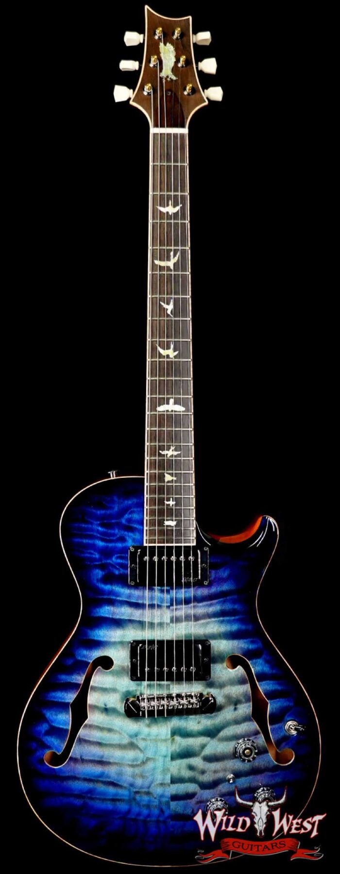 Paul Reed Smith PRS Private Stock # 10384 McCarty 594 Singlecut Hollowbody I Piezo Brazilian Rosewood Fingerboard Aqua Violet Glow Smoked Burst 5.95 LBS - Image 1