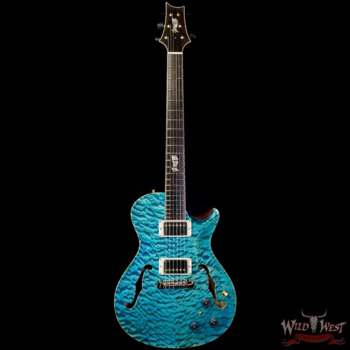 Paul Reed Smith PRS Private Stock # 10385 McCarty 594 Hollowbody II Piezo Singlecut Brazilian Rosewood Board Flame Maple Neck Faded Turquoise - Image 3