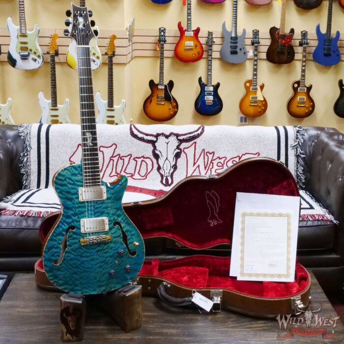 Paul Reed Smith PRS Private Stock # 10385 McCarty 594 Hollowbody II Piezo Singlecut Brazilian Rosewood Board Flame Maple Neck Faded Turquoise - Image 6