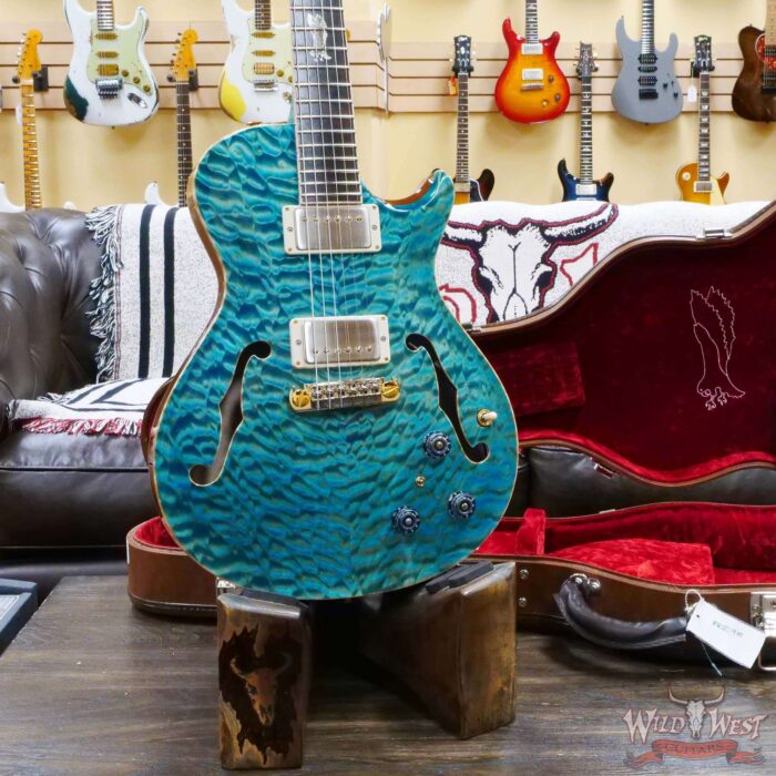 Paul Reed Smith PRS Private Stock # 10385 McCarty 594 Hollowbody II Piezo Singlecut Brazilian Rosewood Board Flame Maple Neck Faded Turquoise - Image 9