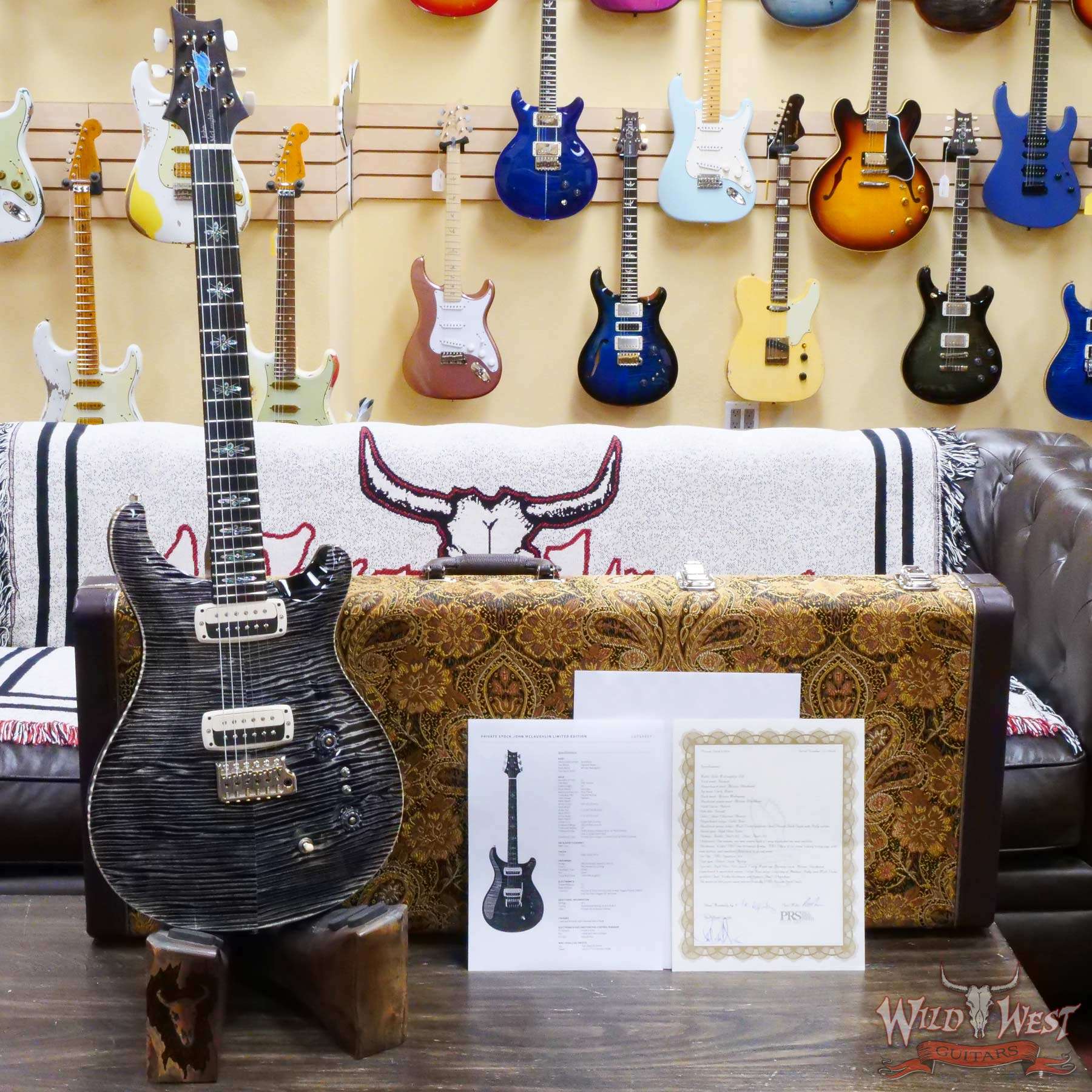 prs-ps10916-376489-d1__wwg.jpg Paul Reed Smith PRS Private Stock # 10916 John McLaughlin Limited Edition Celtic Knot Inlays Charcoal Phoenix Signed by John McLaughlin - Image 6