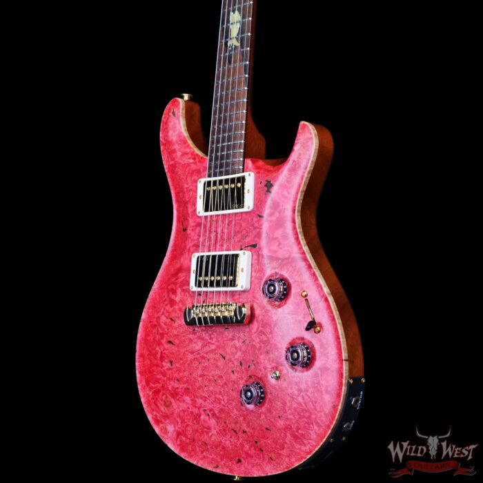 Paul Reed Smith PRS Private Stock # 11317 Custom 24 Piezo Stoptail Maple Burl Top Madagascar Rosewood Fingerboard Bonnie Pink 7.80 lbs - Image 2