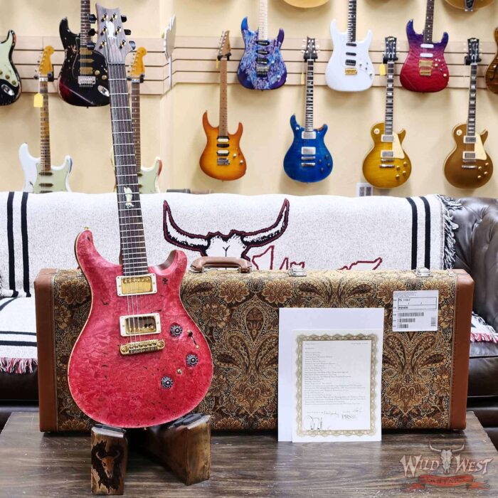 Paul Reed Smith PRS Private Stock # 11317 Custom 24 Piezo Stoptail Maple Burl Top Madagascar Rosewood Fingerboard Bonnie Pink 7.80 lbs - Image 6