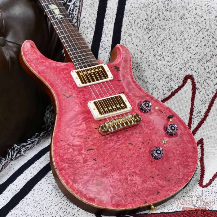 Paul Reed Smith PRS Private Stock # 11317 Custom 24 Piezo Stoptail Maple Burl Top Madagascar Rosewood Fingerboard Bonnie Pink 7.80 lbs - Image 9