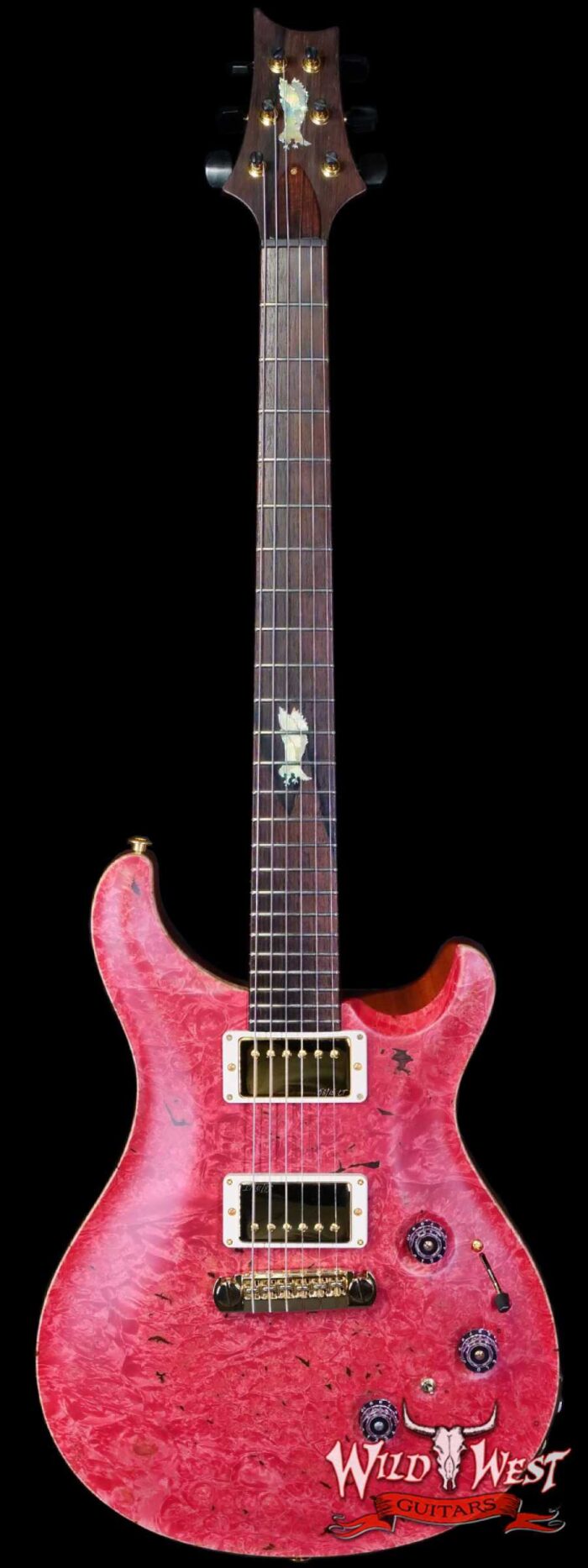 Paul Reed Smith PRS Private Stock # 11317 Custom 24 Piezo Stoptail Maple Burl Top Madagascar Rosewood Fingerboard Bonnie Pink 7.80 lbs - Image 1