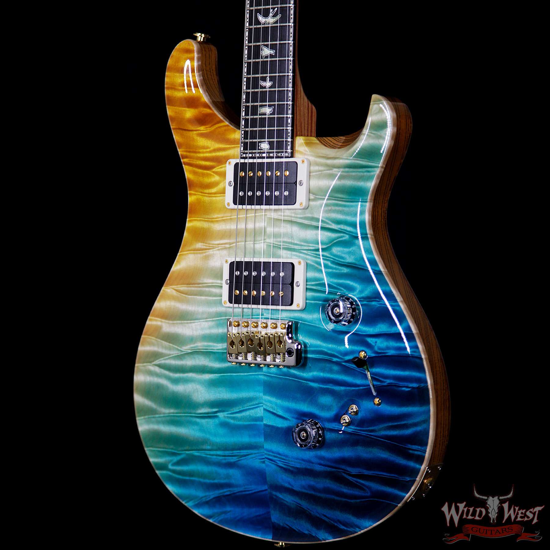 prs-ps7048-cu2408-beachcrossfade-245175-br__wwg.jpg PRS Private Stock 7048 Custom 24/08 Quilt Top Swamp Ash Sapele Back Tulip Neck Beach Cross Fade - Image 2