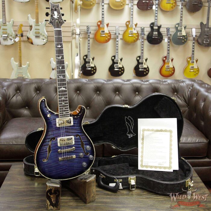 PRS Private Stock #7240 Limited Edition Hollowbody II McCarty 594 Flame Mahogany Neck Aqua Violet Smoked Burst - Image 13