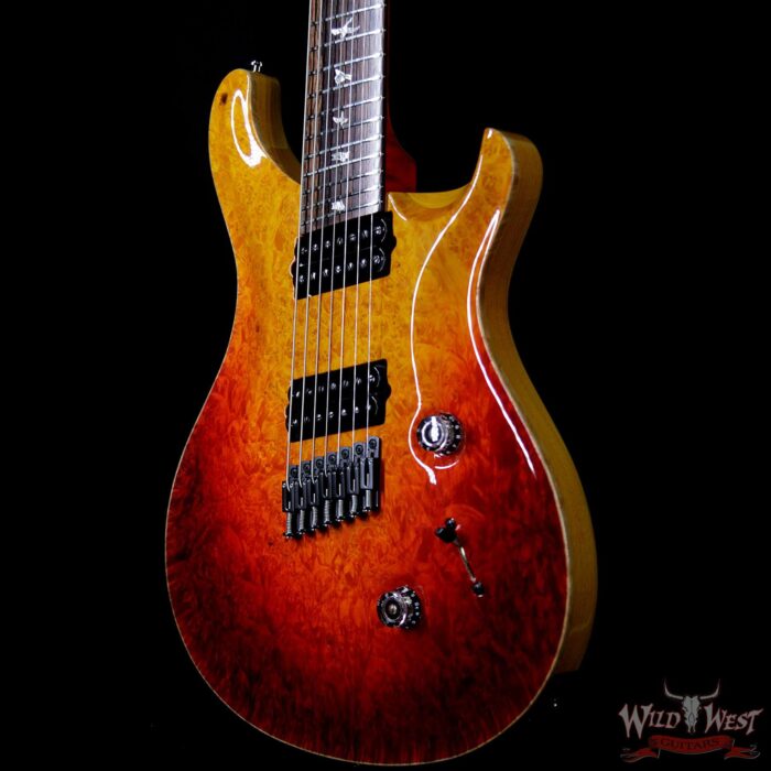 PRS Private Stock #7474 Custom 24 7-String Fanned Fret 1-Piece Burl Maple Top Cocobolo Fingerboard Dragon’s Breath - Image 2