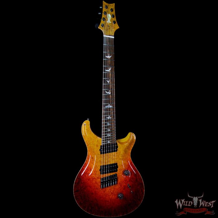 PRS Private Stock #7474 Custom 24 7-String Fanned Fret 1-Piece Burl Maple Top Cocobolo Fingerboard Dragon’s Breath - Image 4