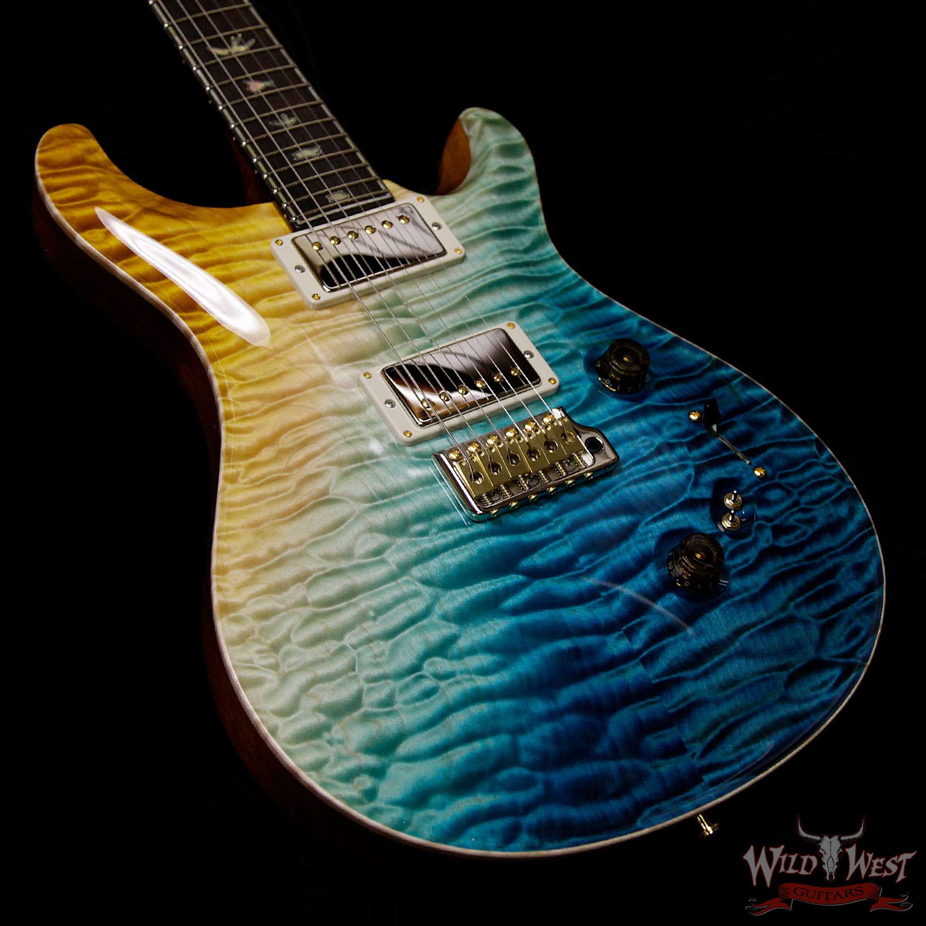 prs-ps7479-cu2408-beachcrossfade-260338-d6__wwg.jpg PRS Private Stock #7479 Custom 24-08 Singlecut Thickness Quilt Top Mahogany Middle Sapele Back Beach Cross Fade - Image 5