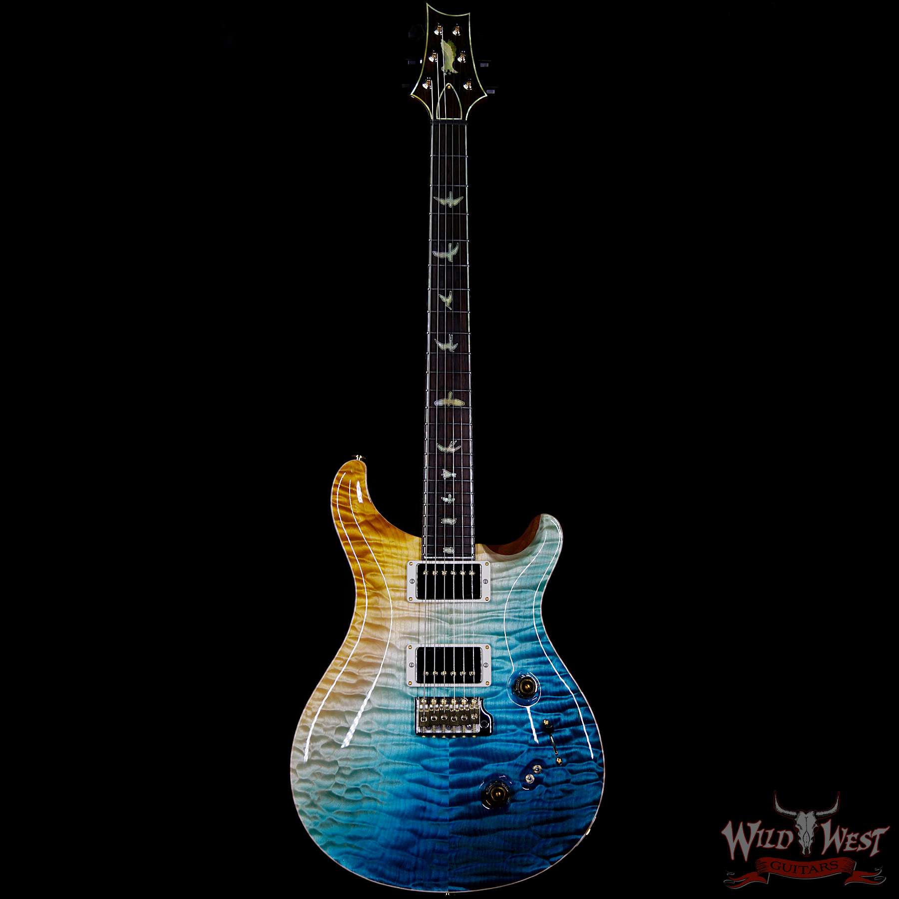 prs-ps7479-cu2408-beachcrossfade-260338-f__wwg.jpg PRS Private Stock #7479 Custom 24-08 Singlecut Thickness Quilt Top Mahogany Middle Sapele Back Beach Cross Fade - Image 6