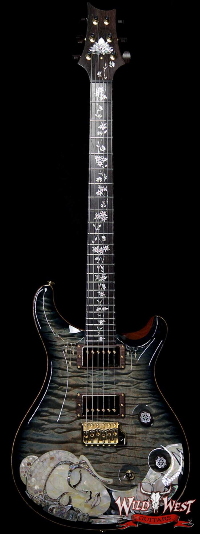 PRS Private Stock #7822 Guitar of the Gods Custom 24 Brazilian Rosewood Fingerboard with Tree of Life Inlay Glacier Blue Smoked Burst - Image 1