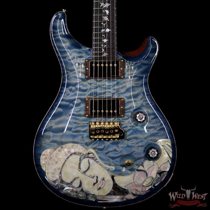 PRS Private Stock #7823 Guitar of the Gods Custom 24 Brazilian Rosewood Fingerboard with Tree of Life Inlay Faded Royal Blue Smoked Burst - Image 3