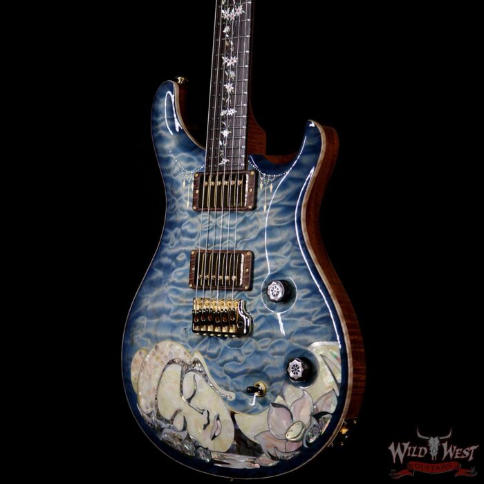 PRS Private Stock #7823 Guitar of the Gods Custom 24 Brazilian Rosewood Fingerboard with Tree of Life Inlay Faded Royal Blue Smoked Burst - Image 2