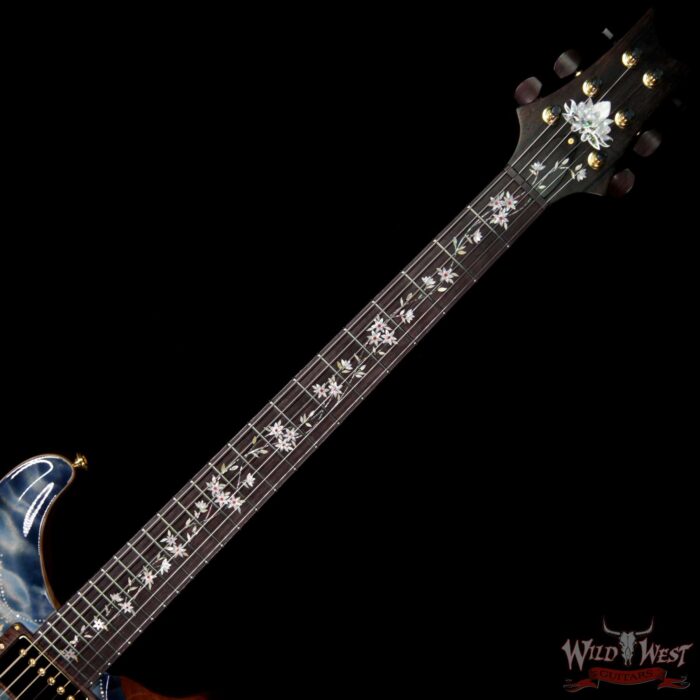 PRS Private Stock #7823 Guitar of the Gods Custom 24 Brazilian Rosewood Fingerboard with Tree of Life Inlay Faded Royal Blue Smoked Burst - Image 8