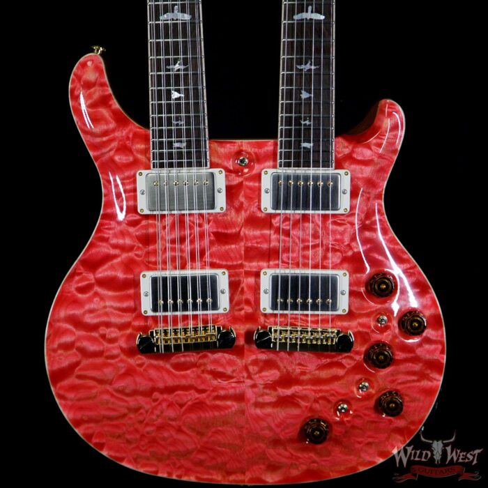 PRS Private Stock #7827 Doubleneck McCarty 594 Semi-Hollow Piezo Brazilian Rosewood Board Salmon - Image 3