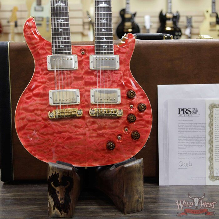 PRS Private Stock #7827 Doubleneck McCarty 594 Semi-Hollow Piezo Brazilian Rosewood Board Salmon - Image 12