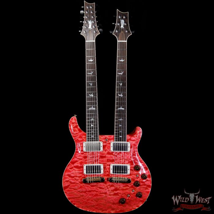 PRS Private Stock #7827 Doubleneck McCarty 594 Semi-Hollow Piezo Brazilian Rosewood Board Salmon - Image 4