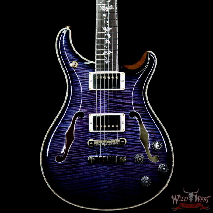 PRS Private Stock #7849 McCarty 594 Hollowbody II Tree of Life Aqua Violet Smoked Burst Brazilian Rosewood Fingerboard - Image 3