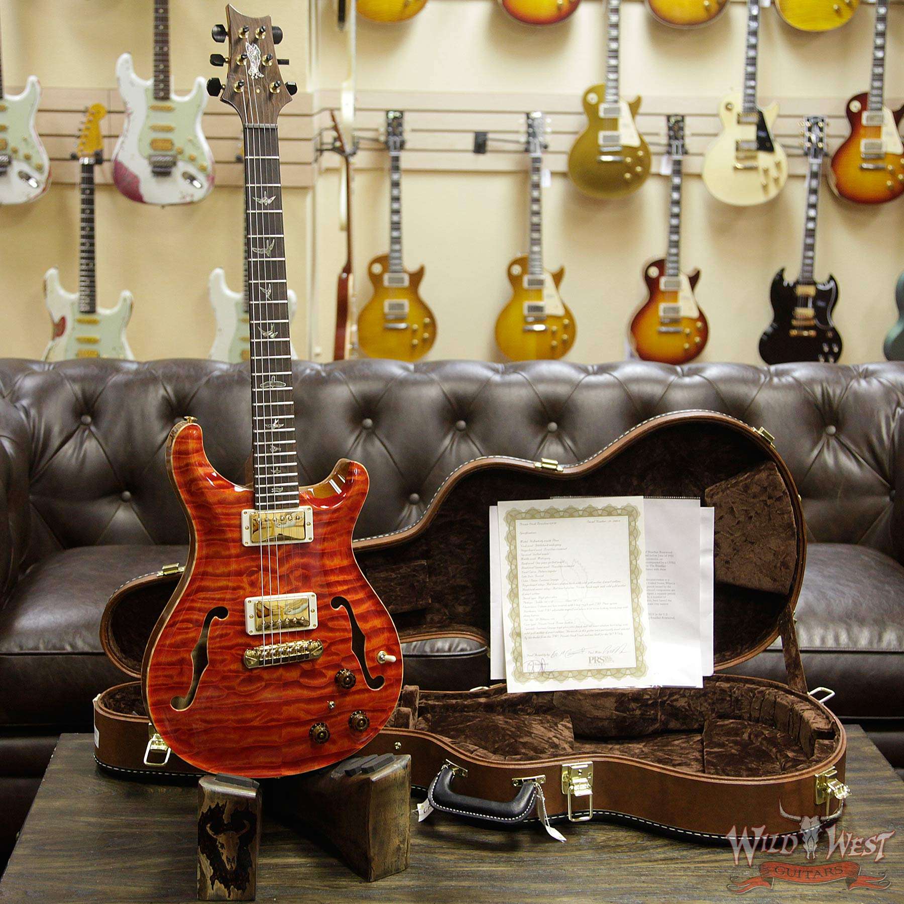 prs-ps8134-hb2-santanaorange-284914-d1__wwg.jpg PRS Private Stock #8134 Hollowbody II Piezo Quilted Maple Top & Back Brazilian Rosewood Board Santana Orange - Image 11