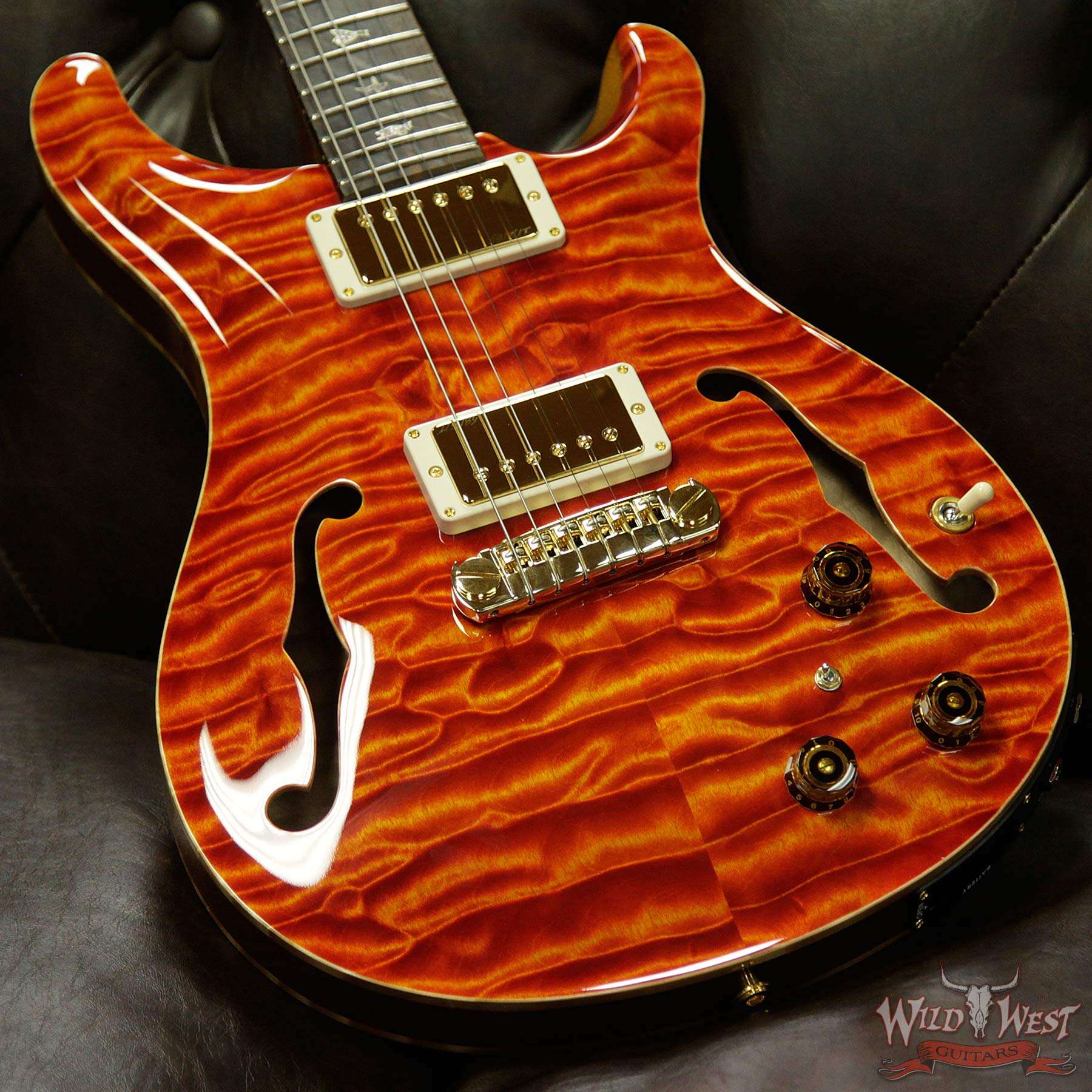 prs-ps8134-hb2-santanaorange-284914-d6__wwg.jpg PRS Private Stock #8134 Hollowbody II Piezo Quilted Maple Top & Back Brazilian Rosewood Board Santana Orange - Image 13