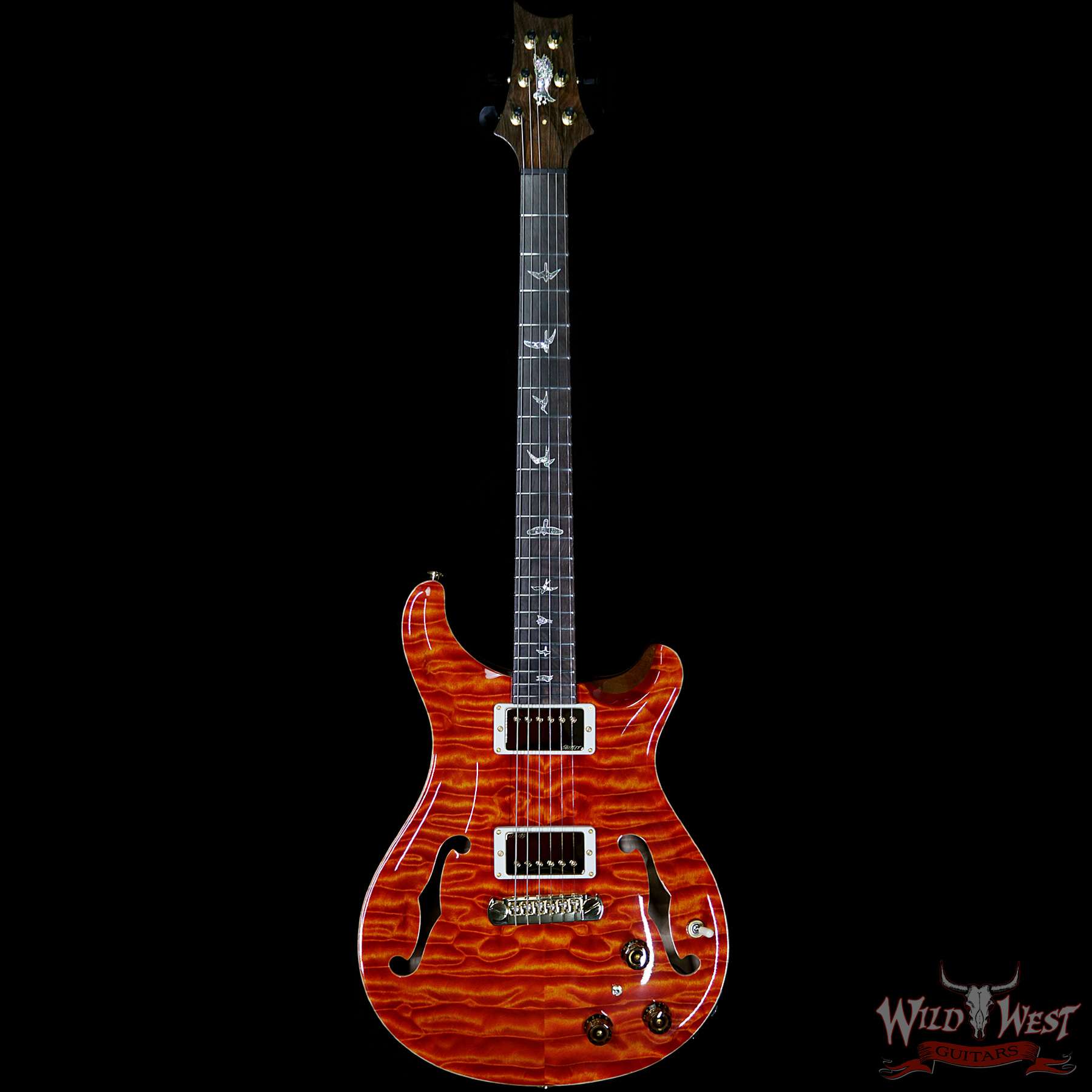 prs-ps8134-hb2-santanaorange-284914-f__wwg.jpg PRS Private Stock #8134 Hollowbody II Piezo Quilted Maple Top & Back Brazilian Rosewood Board Santana Orange - Image 4