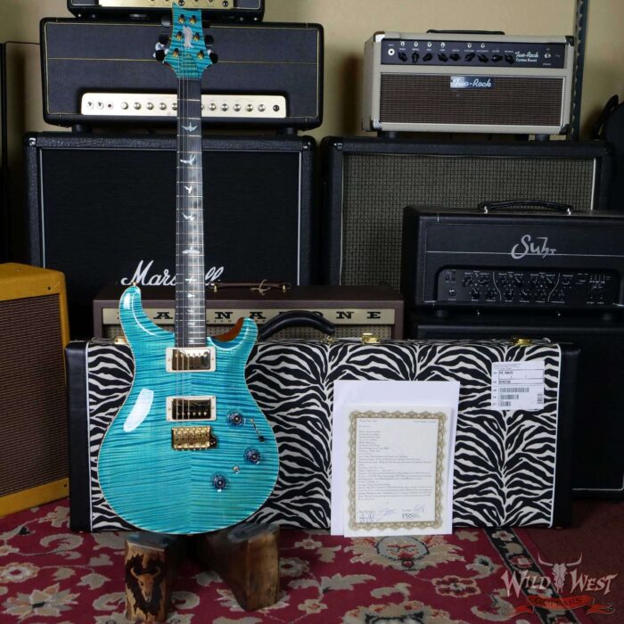 Paul Reed Smith Private Stock # 8429 Custom 24 Piezo P24 Flame Maple Top Back and Neck Faded Turquoise/Beach Cross Fade - Image 7